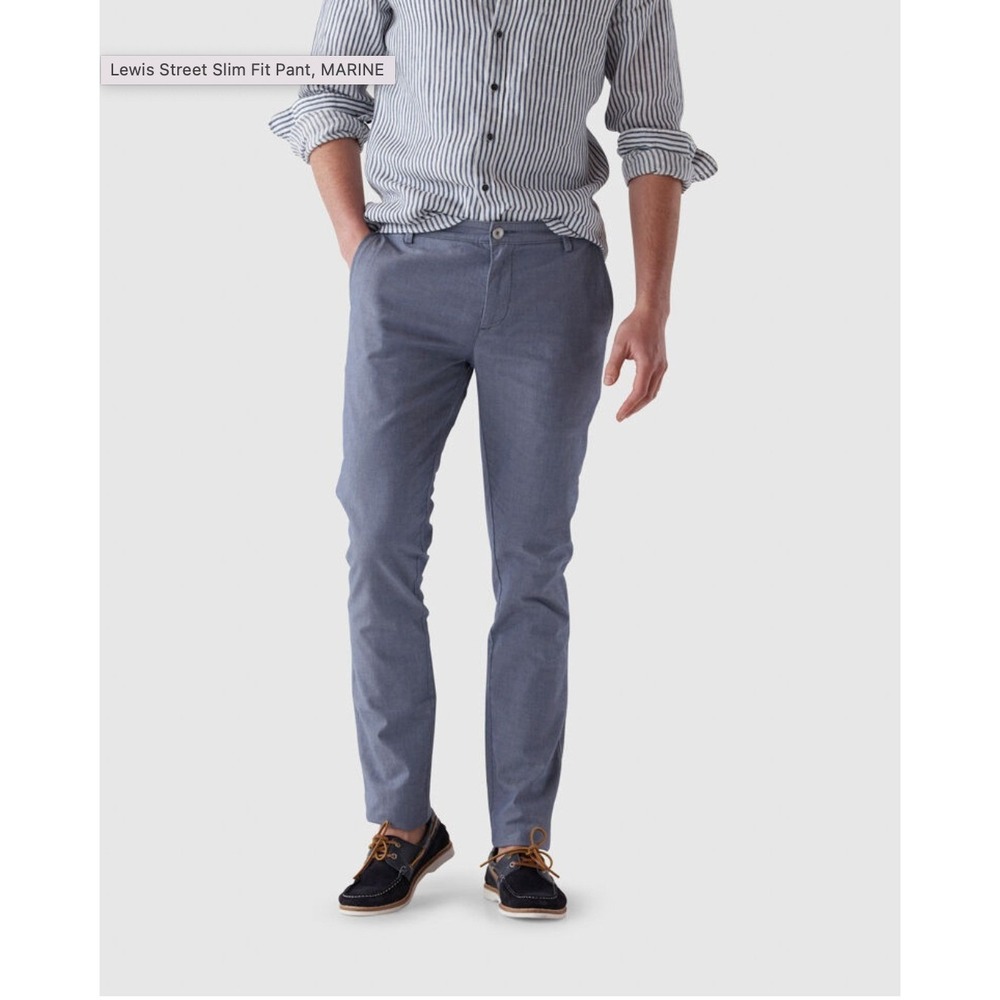 Rodd & Gunn Lewis Street Slim Pant Marine Blue 32x34 Italian Fabric VP0617 NEW